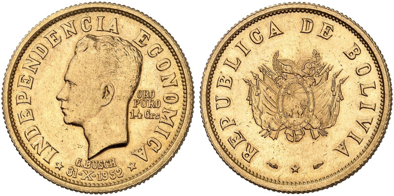 ÜBRIGES AUSLAND. BOLIVIEN. - Republik seit 1825. 
20 Bolivanos ( 14 Gramm) 1952...