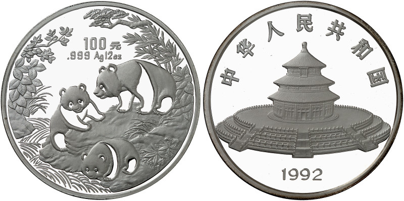 ÜBRIGES AUSLAND. CHINA. - Volksrepublik seit 1911. 
100 Yuan 1992, Panda. KM 39...