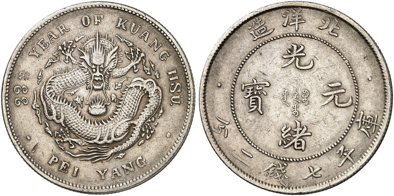 ÜBRIGES AUSLAND. CHINA. - PEI-YANG. 
Dollar Jahr 33 = 1907. Dav. 188, Yeo. 73.2...