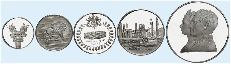 ÜBRIGES AUSLAND. IRAN. Mohammad Reza Pahlawi, 1941-1979. 
Lot von 5 Stück: 25, ...