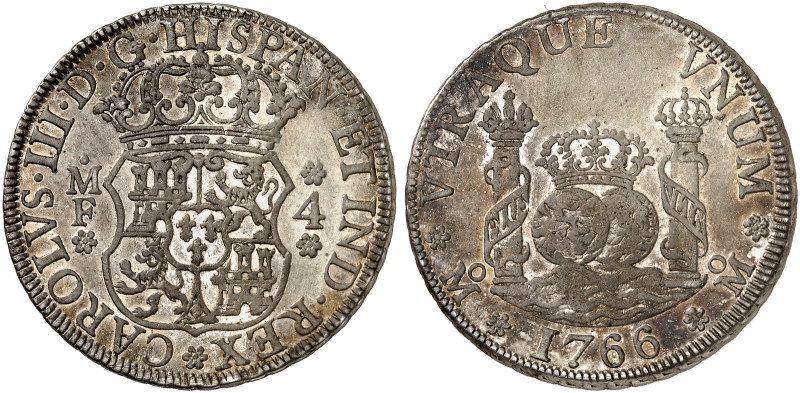 ÜBRIGES AUSLAND. MEXIKO. Karl III. von Spanien, 1759-1788. 
4 Reales 1766, Mexi...