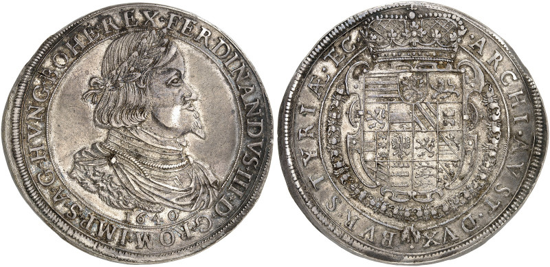 Ferdinand III., 1637-1657. 
Doppeltaler 1640, Graz. Dav. A 3186, Her. 340 vz