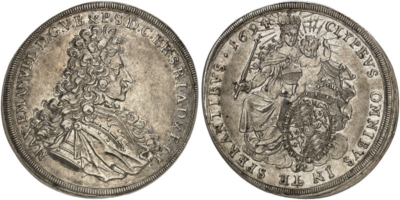 BAYERN. Maximilian II. Emanuel, 1679-1726. 
Taler 1694. Dav. 6099, Witt. 1645 A...