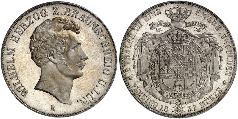 BRAUNSCHWEIG - WOLFENBÜTTEL. Wilhelm, 1831-1884. 
Doppeltaler 1852. Prachtexemp...