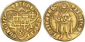 KÖLN. - Erzbistum. Dietrich II., Graf von Mörs, 1414-1463. 
Goldgulden o. J. (1416), Bonn. Friedb. 793, Noss 274, Felke 933 Gold Prüfspur, ss