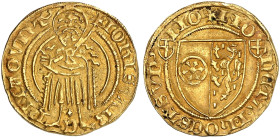 MAINZ. - Erzbistum. Johann II., Graf von Nassau, 1397-1419. 
Goldgulden o. J. (1409-1411), Hoechst. Friedb. 1616, P. A. 123, Slg. Wa. 111, Felke 794 ...