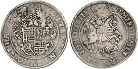 MANSFELD. - VORDERORTLINIE FRIEDEBURG. Peter Ernst I., Bruno II., Gebhard VIII. und Johann Georg IV., 1587-1601. 
Taler 1588, Eisleben. Dav. 9510, To...