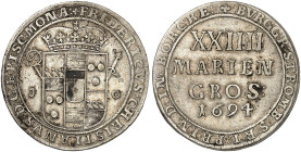 MÜNSTER. - Bistum. Friedrich Christian von Plettenberg, 1688-1706. 
24 Mariengroschen 1694. Dav. 693, Schulze 143a ss