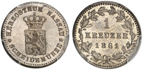 NASSAU. Adolph, 1839-1866. 
1 Kreuzer 1861. AKS 73, J. 59 PCGS MS 67, St