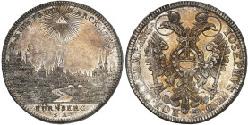 NÜRNBERG. - Stadt. 
Konventionstaler 1765, mit Titel Joseph II. / Stadtansicht, mit Laubrand. Dav. 2494, Kellner 344a, Slg. Erl. 758 schöne Patina, v...