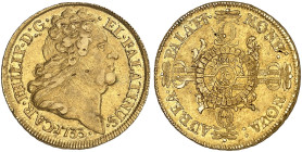 PFALZ. - Kurlinie zu Neuburg. Karl Philipp, 1716-1742. 
Karolin 1733, Heidelberg. Friedb. 2029, Slg. Noss 347, Slg. Memmesh. - Gold ss