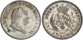 PFALZ. - Kurlinie zu Sulzbach. Karl Theodor, 1743-1799. 
1/2 Konventionstaler 1788, Mannheim. Slg. Noss 436, Slg. Memmesh. 2576 f. vz