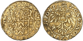 PFALZ - ZWEIBRÜCKEN - VELDENZ. Johann II., 1604-1635. 
Goldgulden 1617, Zweibrücken. Friedb. 2059, Slg. Noss II, 357, Slg. Memmesh. 2685 Gold l. besc...