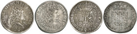 PREUSSEN. Friedrich III., 1688-1701. 
Lot von 2 Stück: 2/3 Taler 1690, Berlin, 1691, Minden. Dav. 270, 277, v. Schr. 74f, 245 ss - vz, f. ss