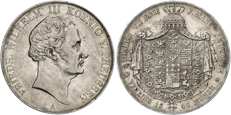 PREUSSEN. Friedrich Wilhelm III., 1797-1840. 
Doppeltaler 1840 A. Thun 252, Old...