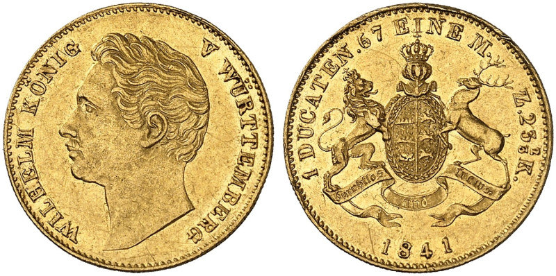 WÜRTTEMBERG. Wilhelm I., 1816-1864. 
Dukat 1841. Friedb. 3611, D. S. 231, AKS 6...