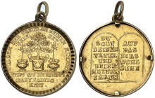 MISCELLANEA. Erzgebirge. 
Dukat o. J., auf das IV. Gebot. Drei Bäume in Kübeln / Gesetzestafeln. Slg. Goppel 1142 Gold in Goldfassung, ss