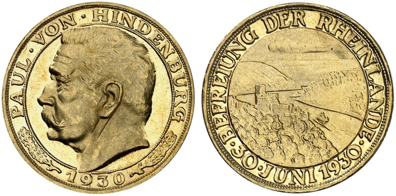 ZEITGESCHICHTE. 
Goldmedaille 1930 (von J. Bernhart, 19,6 mm, 3,0 g 18 Karat), ...