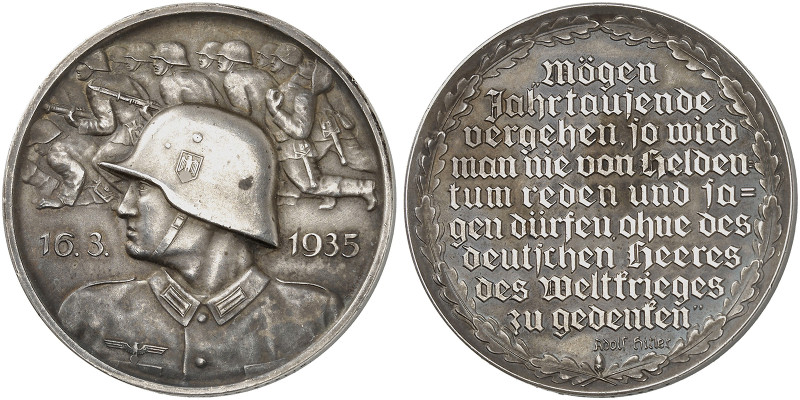 ZEITGESCHICHTE. 
Silbermedaille 1935 (von F. Beyer, 36,3 mm), auf die Einführun...