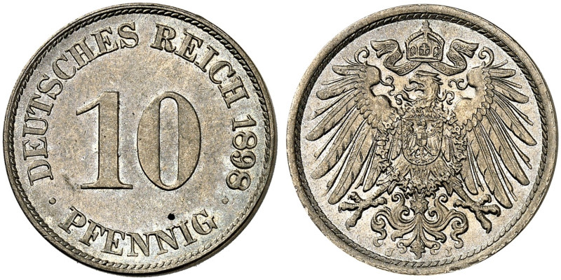 KLEINMÜNZEN. J. 13, EPA 28 
10 Pfennig 1898 J. R ! f. St