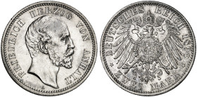 ANHALT. Friedrich I., 1871-1904. J. 20, EPA 2/2 
2 Mark 1896. vz+