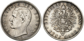 BAYERN. Otto II., 1886-1913. J. 44, EPA 5/13 
5 Mark 1888. ss