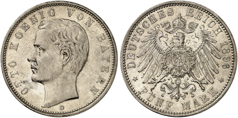 BAYERN. Otto II., 1886-1913. J. 46, EPA 5/14 
5 Mark 1896. der seltenste Jahrga...