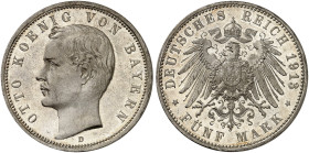 BAYERN. Otto II., 1886-1913. J. 46, EPA 5/14 
5 Mark 1913. kl. Kr., EA, vz - St