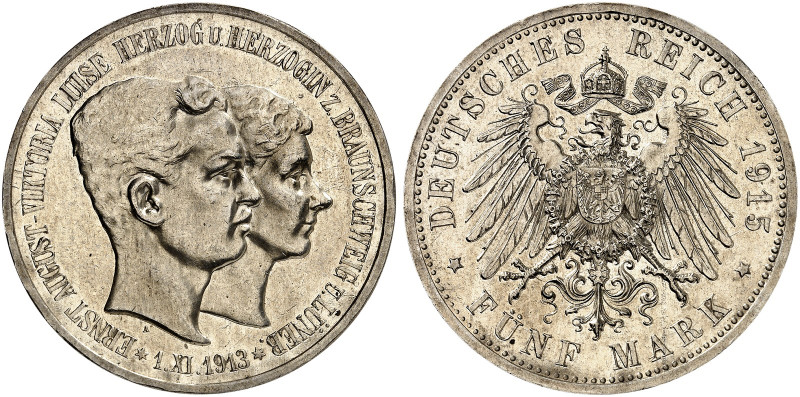 BRAUNSCHWEIG. Ernst August, 1913-1918. J. 58, EPA 5/18 
5 Mark 1915, mit LÜNEBU...