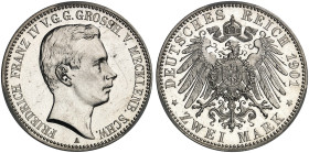 MECKLENBURG - SCHWERIN. Friedrich Franz IV., 1897-1918. J. 85, EPA 2/28 
2 Mark 1901. PCGS PR 62, EA, f. St