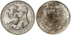 MECKLENBURG - SCHWERIN. Friedrich Franz IV., 1897-1918. J. 88, EPA 3/16 
3 Mark 1915, zur Jahrhundertfeier des Herzogtums. winz. Kr., f. St