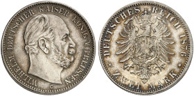 PREUSSEN. Wilhelm I., 1861-1888. J. 96 C, EPA 2/36 
2 Mark 1876 C. schöne Patina, f. St