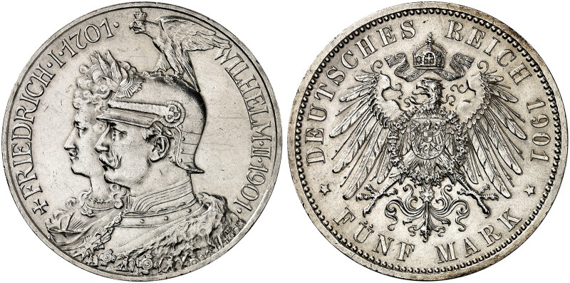 PREUSSEN. Wilhelm II., 1888-1918. J. 106, EPA 5/37 
5 Mark 1901, 200 Jahre Köni...