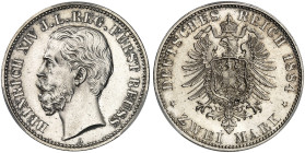 REUSS. - Jüngere Linie. Heinrich XIV., 1867-1913. J. 120, EPA 2/46 
Ein zweites Exemplar. PCGS MS 63, winz. Kr., f. St