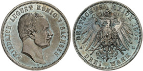 SACHSEN. Friedrich August III., 1904-1918. J. 135, EPA 3/26 
3 Mark 1908. schöne Patina, St