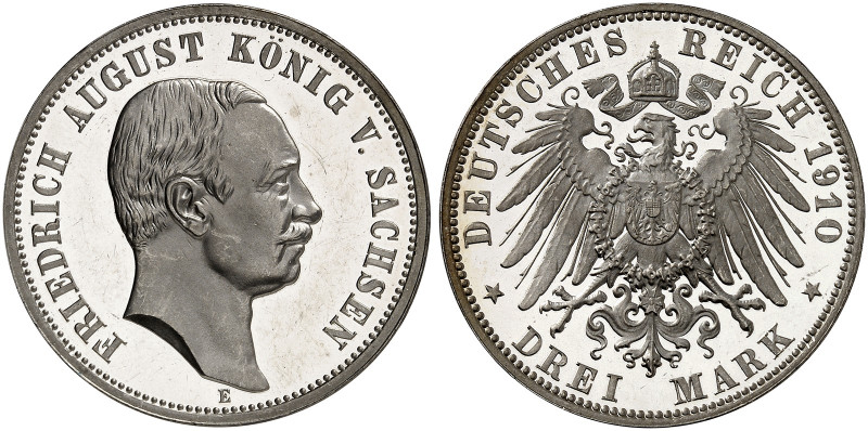 SACHSEN. Friedrich August III., 1904-1918. J. 135, EPA 3/26 
3 Mark 1910. kl. K...