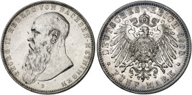 SACHSEN - MEININGEN. Georg II., 1866-1914. J. 153b, EPA 5/54 
5 Mark 1908, Kopf mit kurzem Bart. kl. Kr., vz