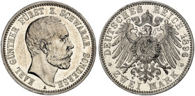 SCHWARZBURG - SONDERSHAUSEN. Karl Günther, 1880-1909. J. 168, EPA 2/70 
2 Mark 1896. vz / vz - St