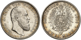 WÜRTTEMBERG. Karl, 1864-1891. J. 172, EPA 2/73 
2 Mark 1876. vz+