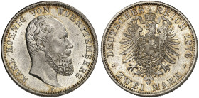 WÜRTTEMBERG. Karl, 1864-1891. J. 172, EPA 2/73 
Ein zweites Exemplar. Prachtexemplar ! St