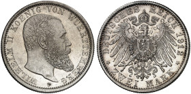 WÜRTTEMBERG. Wilhelm II., 1891-1918. J. 174, EPA 2/74 
2 Mark 1912. vz / f. St