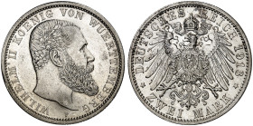 WÜRTTEMBERG. Wilhelm II., 1891-1918. J. 174, EPA 2/74 
2 Mark 1913. min. fleckig, vz / f. St