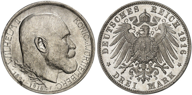 WÜRTTEMBERG. Wilhelm II., 1891-1918. J. 178, EPA 3/38 
Ein zweites Exemplar. ma...