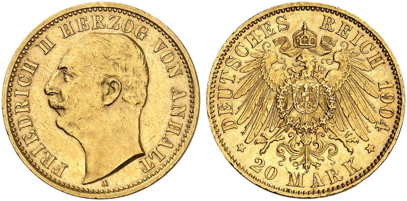 ANHALT. Friedrich II., 1904-1918. J. 182, EPA 20/3 
20 Mark 1904. ss - vz