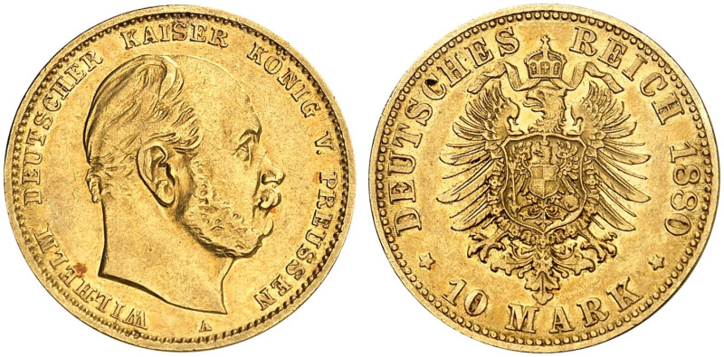 PREUSSEN. Wilhelm I., 1861-1888. J. 245 A, EPA 10/36 
10 Mark 1880 A. ss - vz