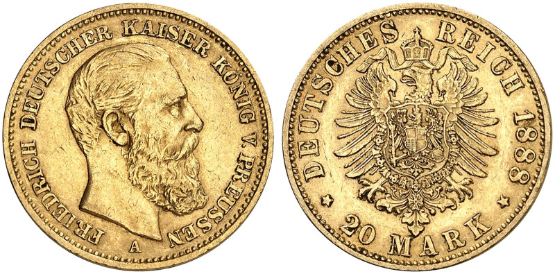 PREUSSEN. Friedrich III., 1888. J. 248, EPA 20/33 
20 Mark 1888. kl. Kr., ss