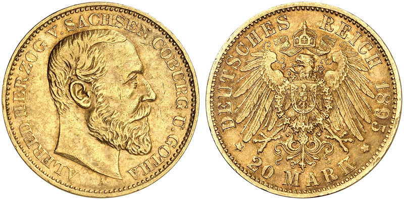 SACHSEN - COBURG - GOTHA. Alfred, 1893-1900. J. 272, EPA 20/49 
20 Mark 1895. s...