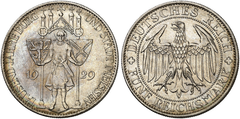 KURS - UND GEDENKMÜNZEN. J. 339, EPA 5/66 
5 RM 1929 E, Meissen. vz+