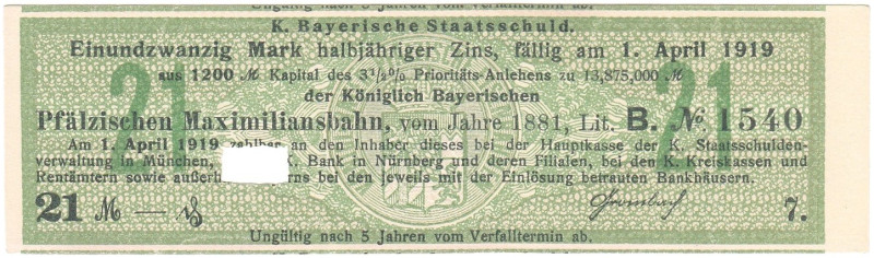 DEUTSCHLAND. PFALZ. Pfälzische Maximiliansbahn, Staatsschuld 3 1/2 %. 
Lot von ...