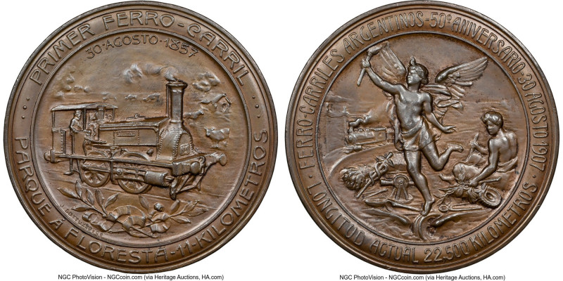 Republic bronze "National Railway 50th Anniversary" Medal 1857-Dated MS64 Brown ...